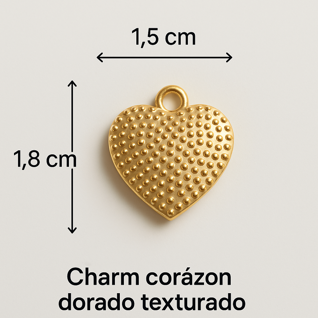 Charm corazón dorado texturado - Imagen 3